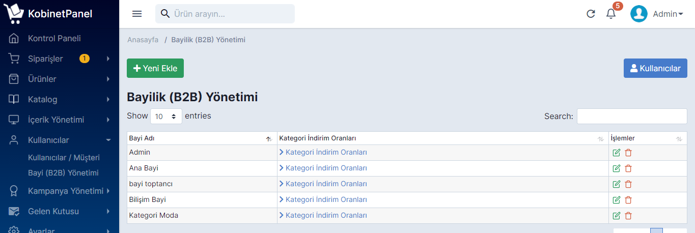 Kullanıcı Yönetimi